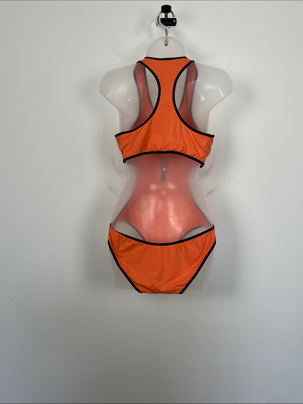 Melissa Odabash Cutout Orange Racerback Women's One-Piece Swimsuit 1/2 Zip Front - Picture 5 of 9